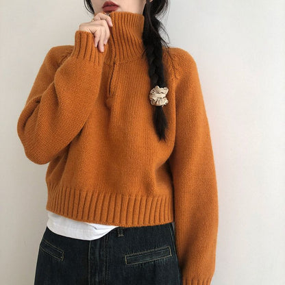 Damen Stehkragenpullover Strick Hochwertig Norvielle