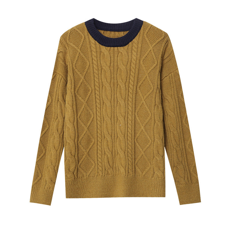 Damen Pullover Grobgestrickt Zopfmuster Norvielle