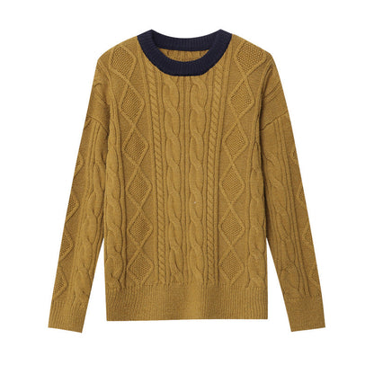 Damen Pullover Grobgestrickt Zopfmuster Norvielle