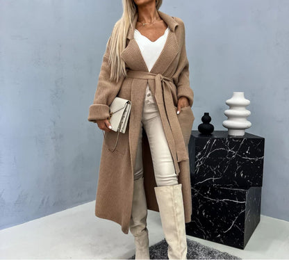 Damen Langstrickjacke Norvielle mit Taschen und Gürtel