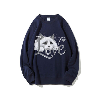 Damen Sweatshirt Katzenmotiv Lässiger Schnitt Norvielle