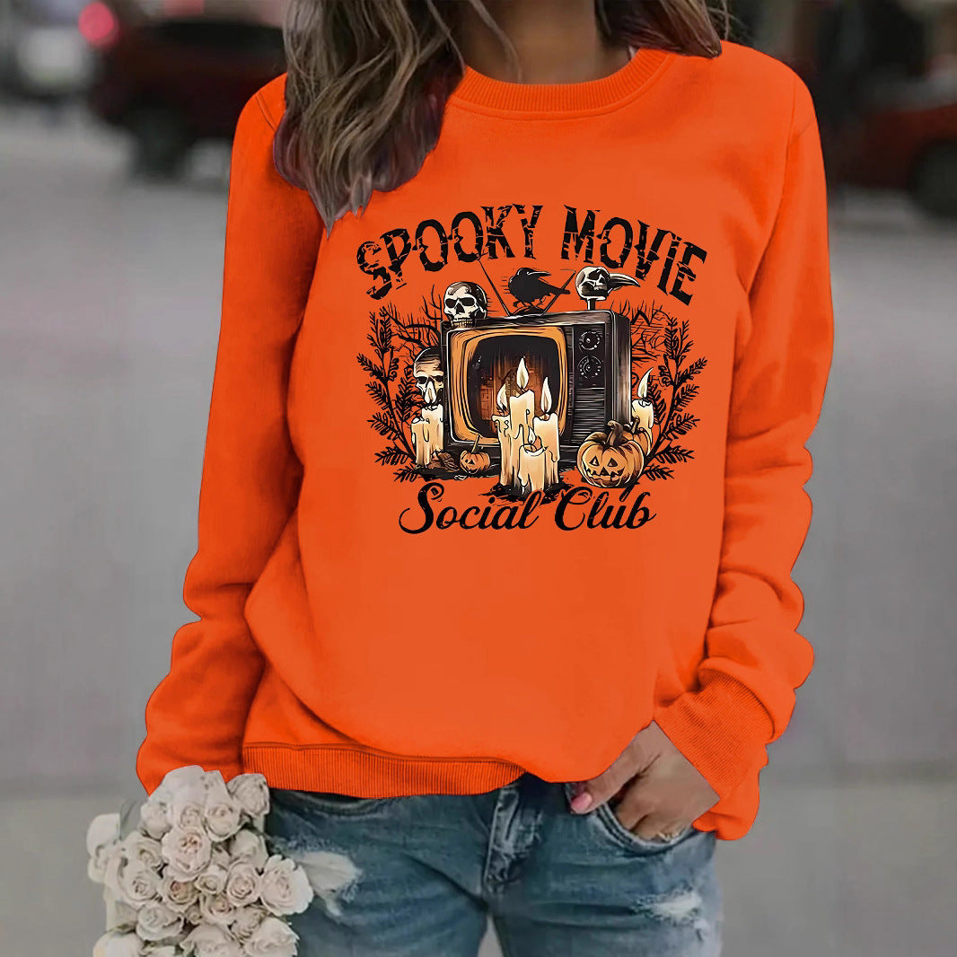 Damen Sweatshirt Spooky Film-Motiv Lässiger Schnitt
