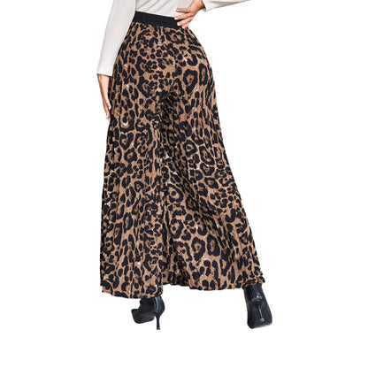 Damen Palazzo-Hose Animalmuster Elastischer Bund