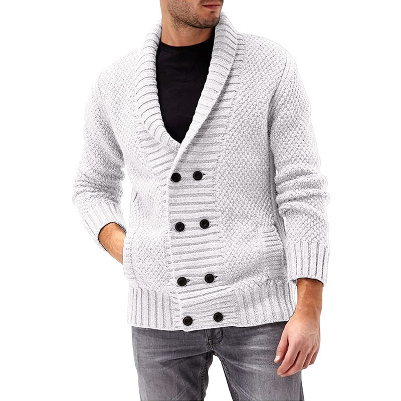 Herren Strickjacke Doppelknopfleiste Strukturiert Komfortabel