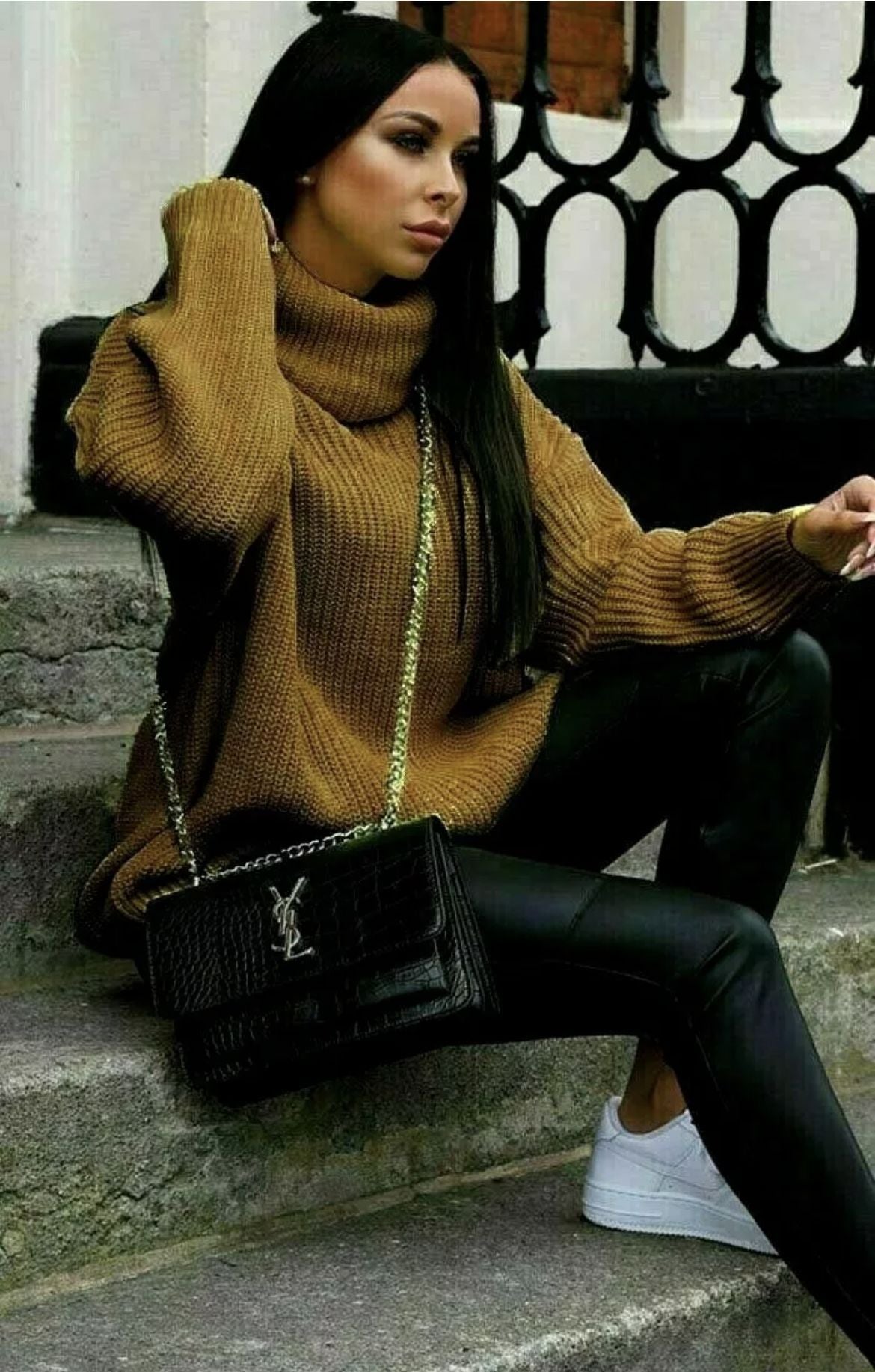 Damen Strickpullover Rollkragen Hochgeschlossen Norvielle