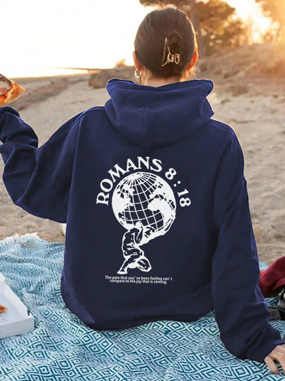 Damen Kapuzenpullover Weltmotiv Hochwertiger Druck Norvielle
