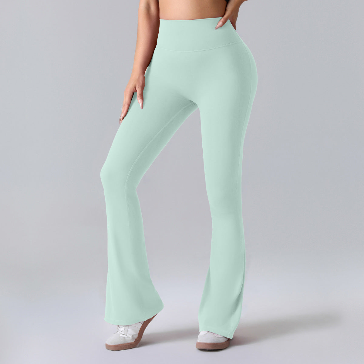Damen Fitnesshose Flared High-Waist Sportleggings für Training