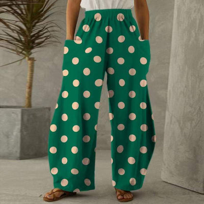 Damen Weite Blumenhosen Mit Taschen Elastischer Bund