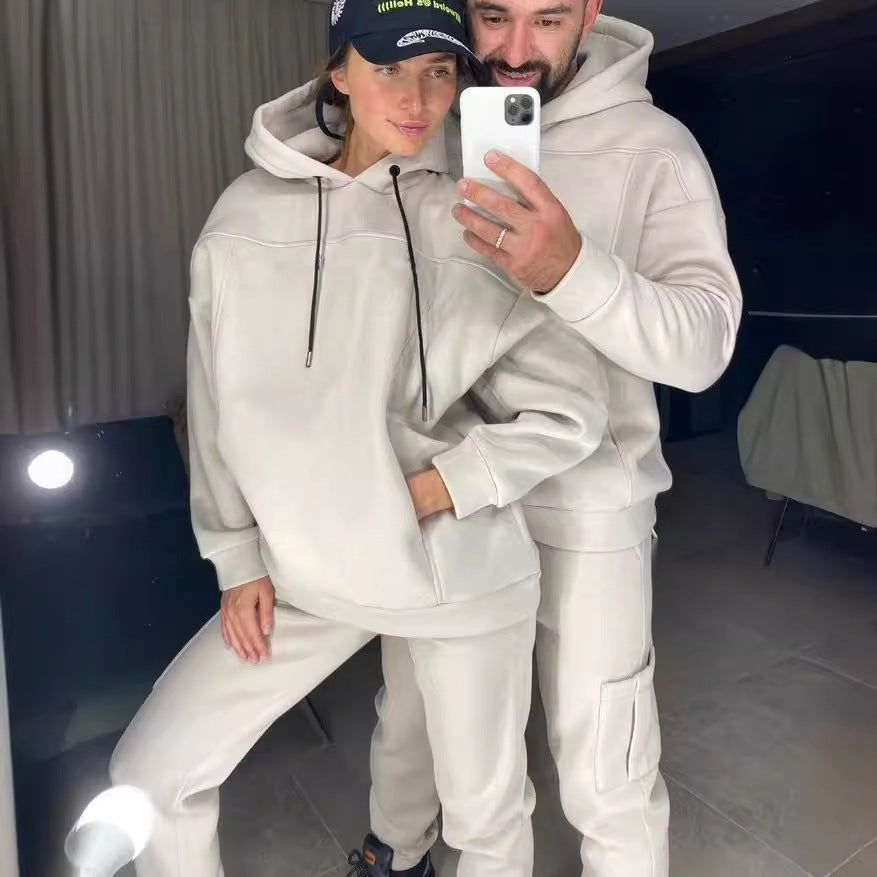 Damen Hoodie Jogginganzug mit Taschen und Kordelzug