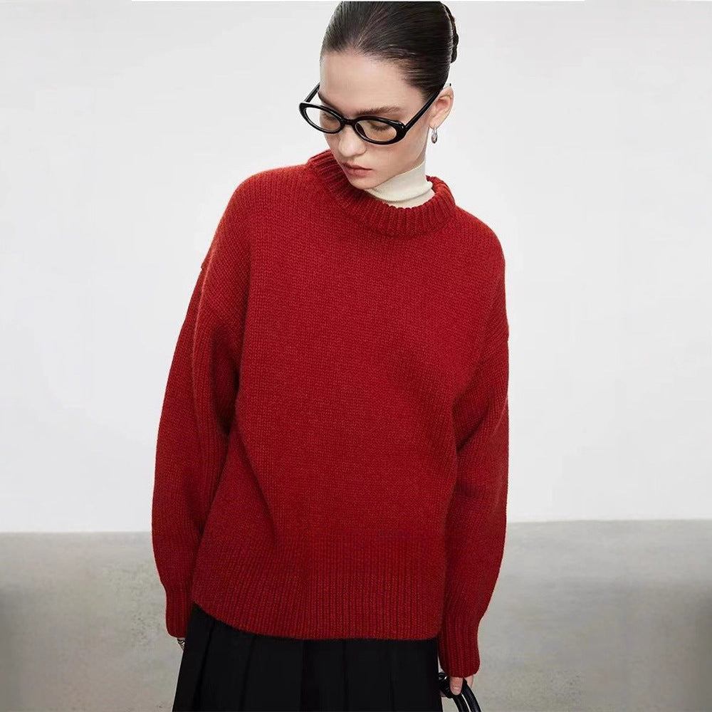 Damen Langärmliger Strickpullover Hoher Kragen Norvielle