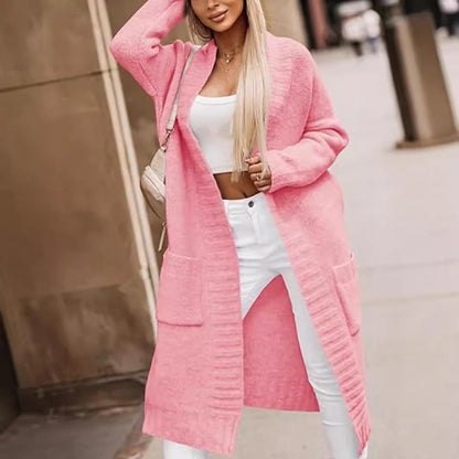 Damen Strickcardigan Lässiger Schnitt Tiefen Taschen Beige