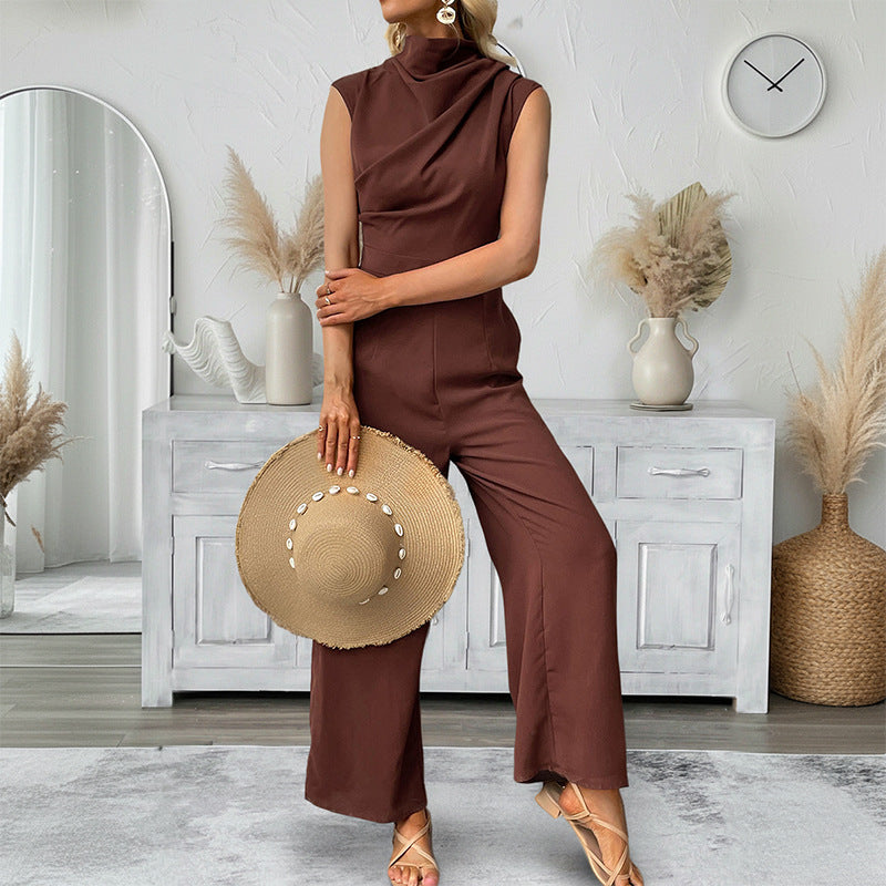 Damen Jumpsuit Hochkragen Weitbein Norvielle