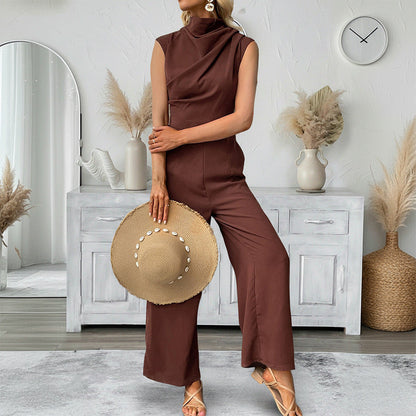 Damen Jumpsuit Hochkragen Weitbein Norvielle