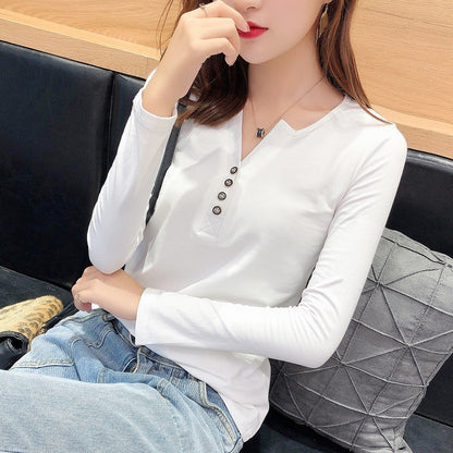 Damen Langarmshirt Knopfleiste Femme-Style Norvielle
