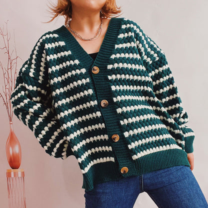 Damen Strickjacke Breitgestreift Norvielle
