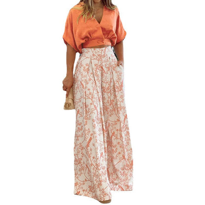 Damen Crop- Weite Ärmel Hochtaillierte Hose Norvielle