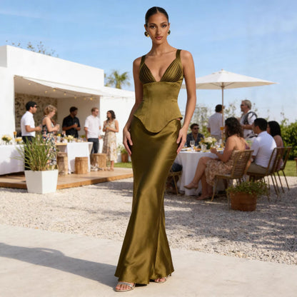 Damen Abendkleid V-Ausschnitt Figurformend Norvielle