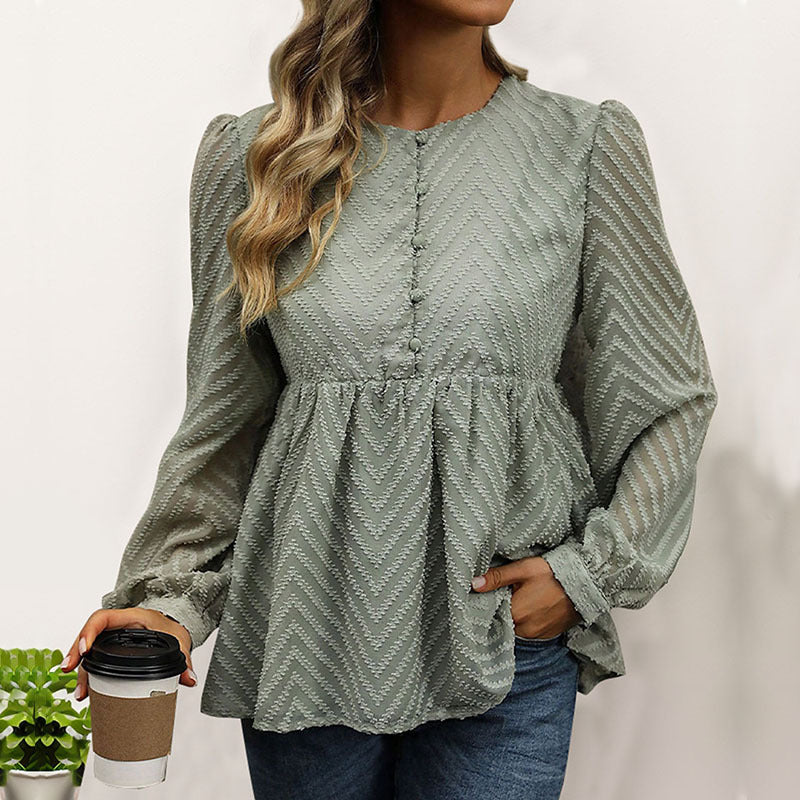Damen Bluse Rüschendetails Zickzackmuster Elegantes Design - Norvielle