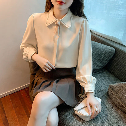 Damen Bluse Elegante Schleife Klassischer Kragen Norvielle