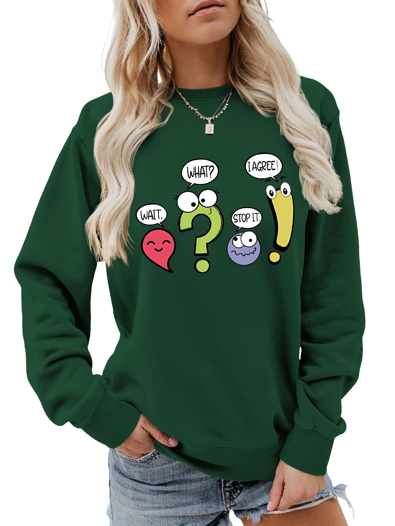 Damen Pullover Lässig Humorvolles Motiv Norvielle