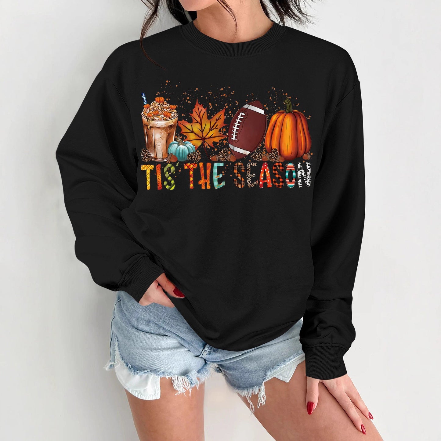 Damen Sweatshirt Herbstlich Motiv Lässiger Schnitt Norvielle