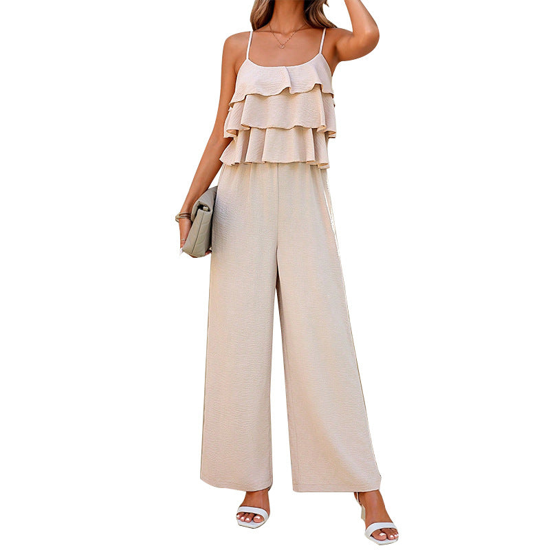 Damen Jumpsuit Luftig Rüschendetails Norvielle