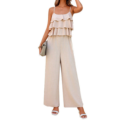 Damen Jumpsuit Luftig Rüschendetails Norvielle