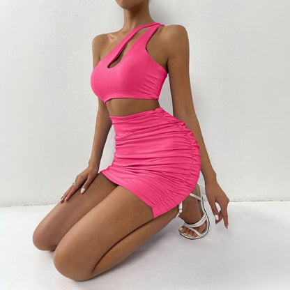 Damen Cut-Out-Kleid Asymmetrisch Körperbetonend Schulterfrei