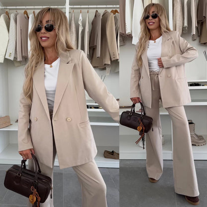 Damen Hosenanzug Weites Bein Blazer Norvielle