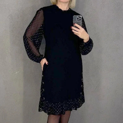 Damen Kleid Voluminöse Ärmel Durchbrochener Saum Norvielle