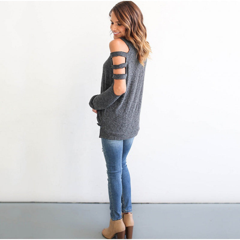 Damen Cut-Out Pullover Lässiger Schnitt Norvielle