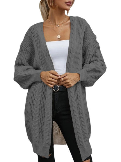 Damen Grobstrick-Cardigan Lässig Zopfmuster Norvielle