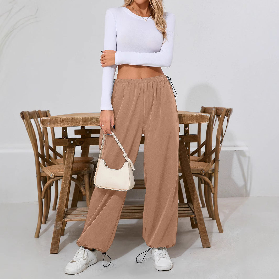 Damen Freizeithose Bequem Weites Bein Tunnelzug Norvielle