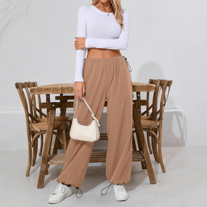 Damen Freizeithose Bequem Weites Bein Tunnelzug Norvielle