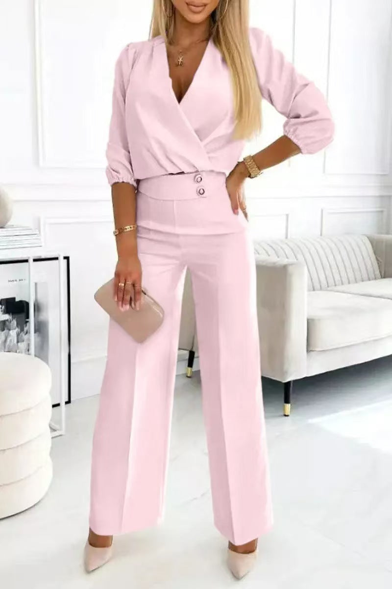 Damen Jumpsuit Wickeloberteil Hochtailliert Norvielle