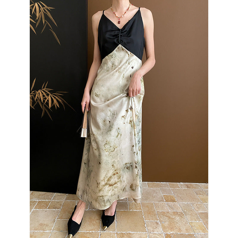 Damen Maxikleid V-Ausschnitt Spaghettiträger Elegantes Abendkleid - Norvielle