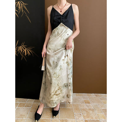 Damen Maxikleid V-Ausschnitt Spaghettiträger Elegantes Abendkleid - Norvielle