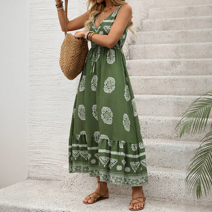 Damen Maxikleid V-Ausschnitt Floralmuster Norvielle