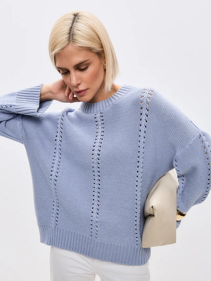 Damen Strickpullover Luftiger Strick Norvielle Beige