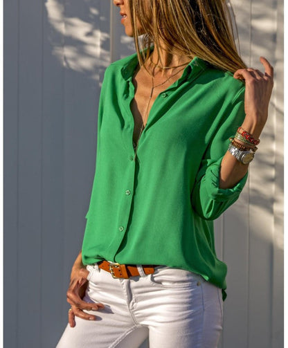 Damen Bluse Lockere Moderner Schnitt Knopfdetails