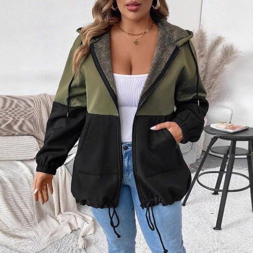 Damen Übergangsjacke Doppellagig Fleece Verstellbarer Saum Norvielle