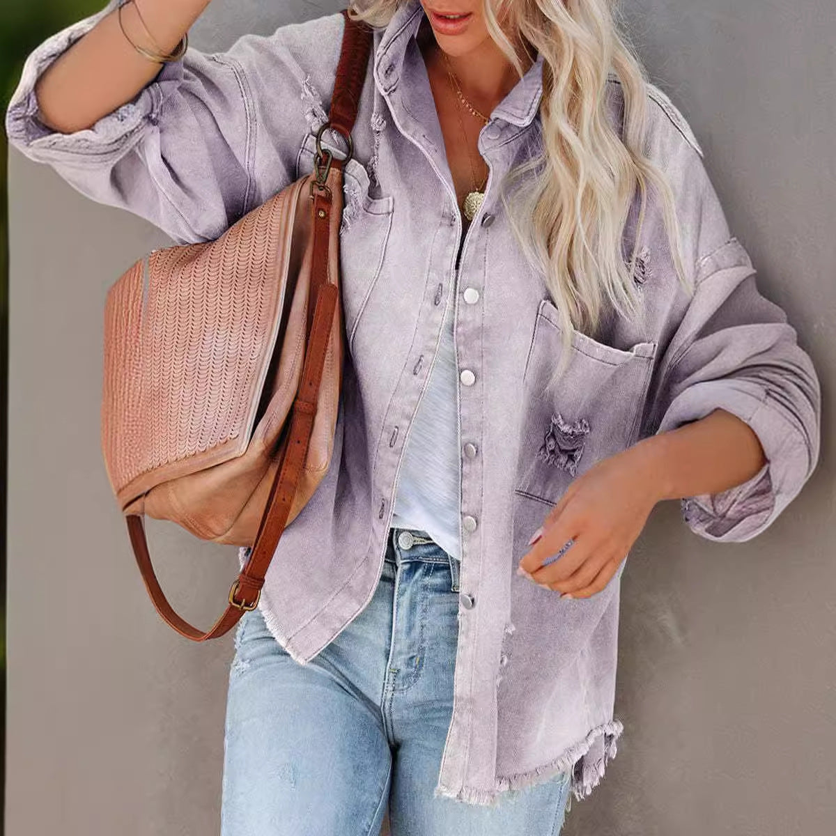 Damen Oversized Jeanshemd