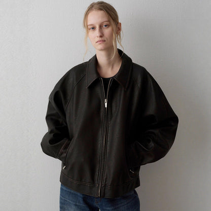 Damen Lederjacke Minimalistisch Norvielle