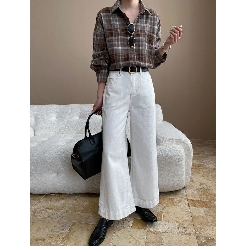 Damen Overshirt Bluse Karierter Stoff Bequem