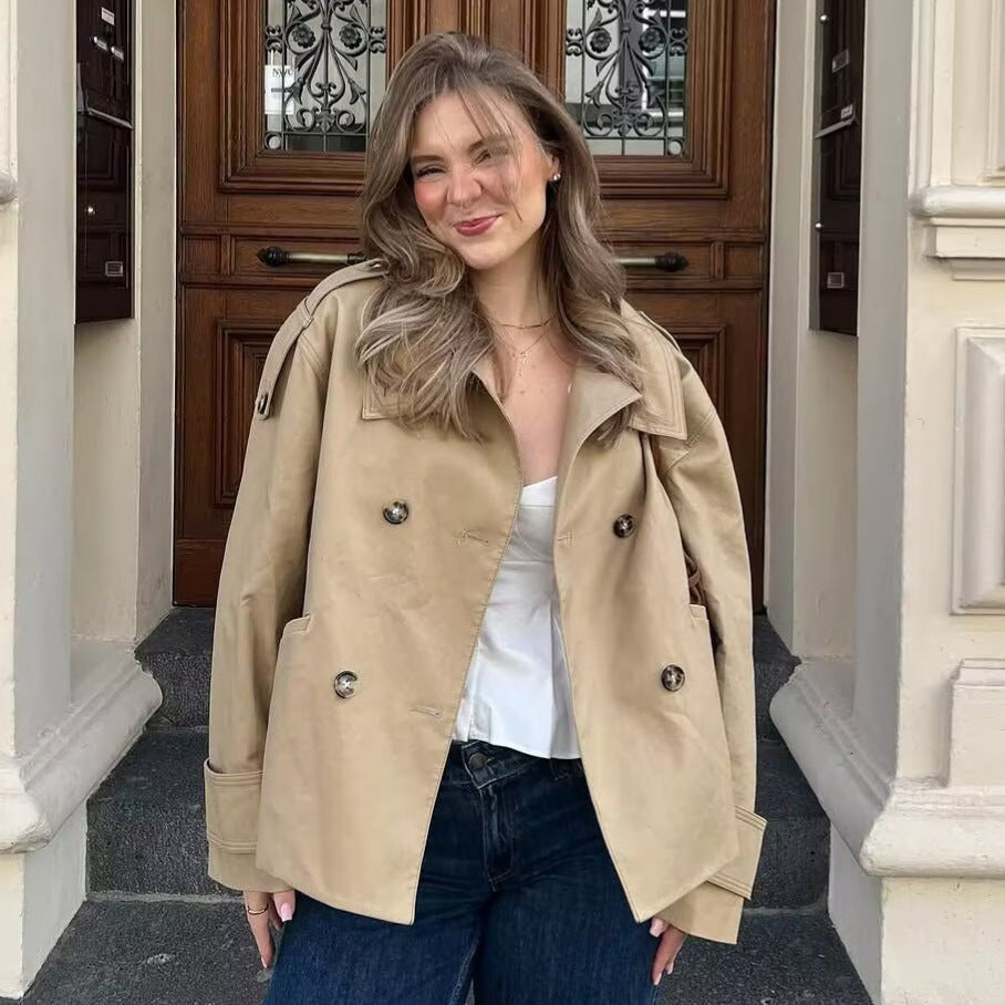 Damen Trenchcoat Jacke Kurz Norvielle - Norvielle