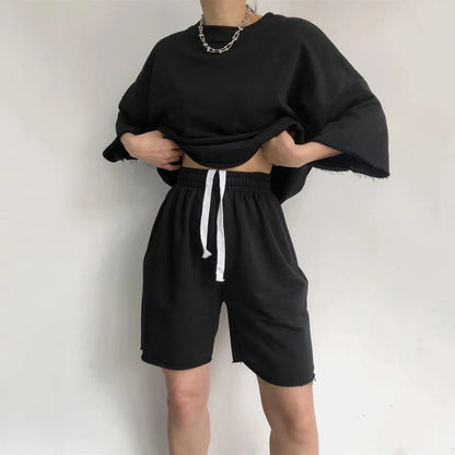 Damen Kurzarm-Oberteil und Shorts Set Norvielle