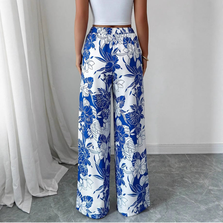 Damen Palazzo-Hose Florales Design Hochtailliert Norvielle