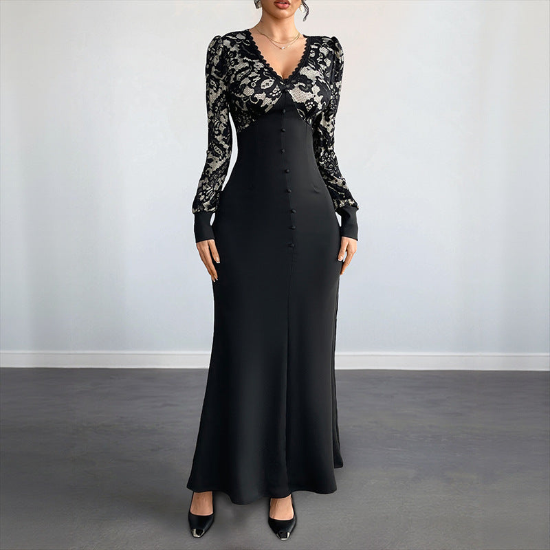 Damen Maxikleid Spitze Tailliert Norvielle - Norvielle