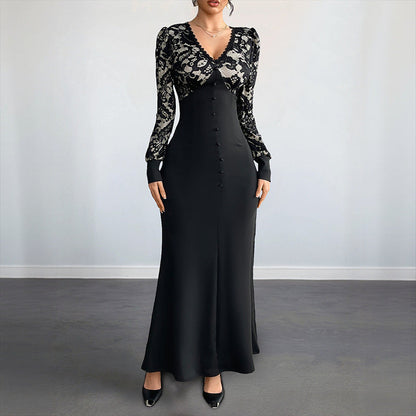 Damen Maxikleid Spitze Tailliert Norvielle - Norvielle