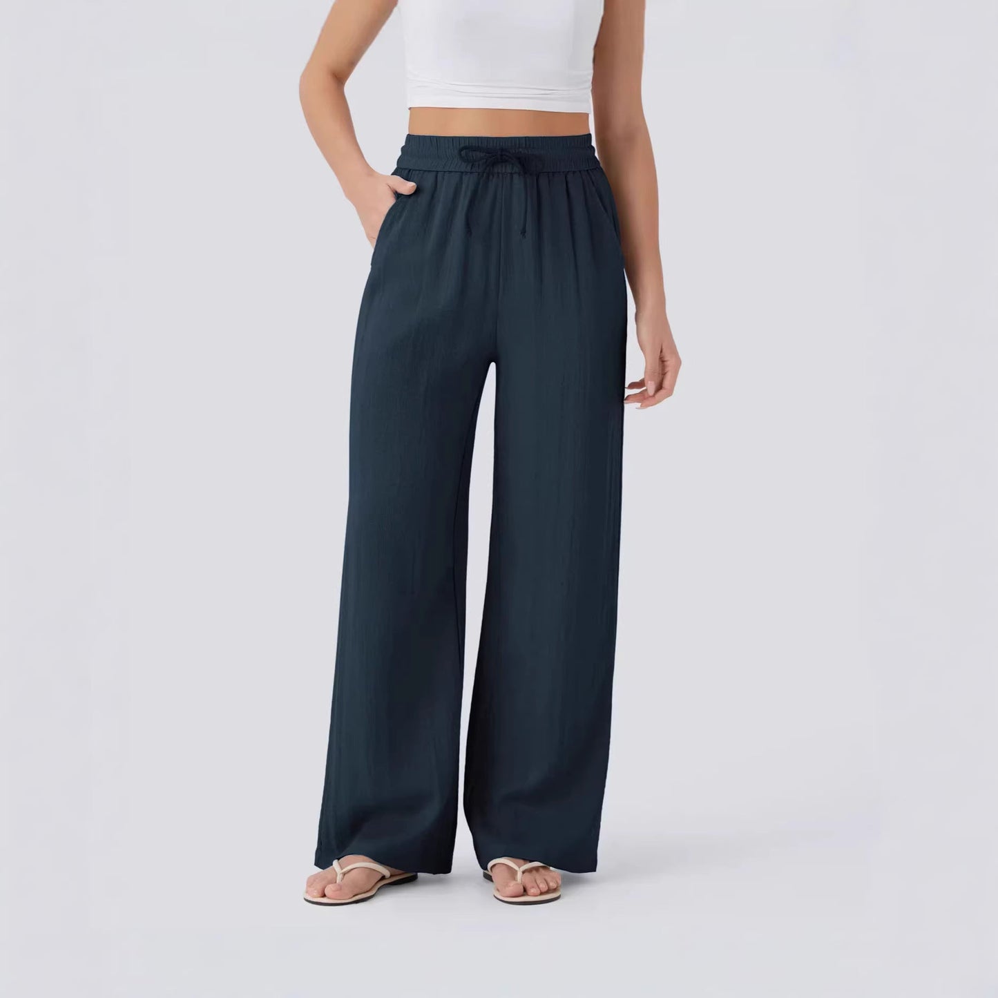 Damen Palazzo-Hose Elastischer Bund Praktische Taschen